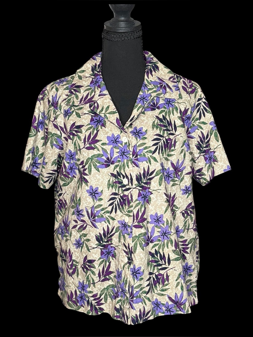 Basic Editions Y2K Vtg Hawaiian Floral Button Down Sz L